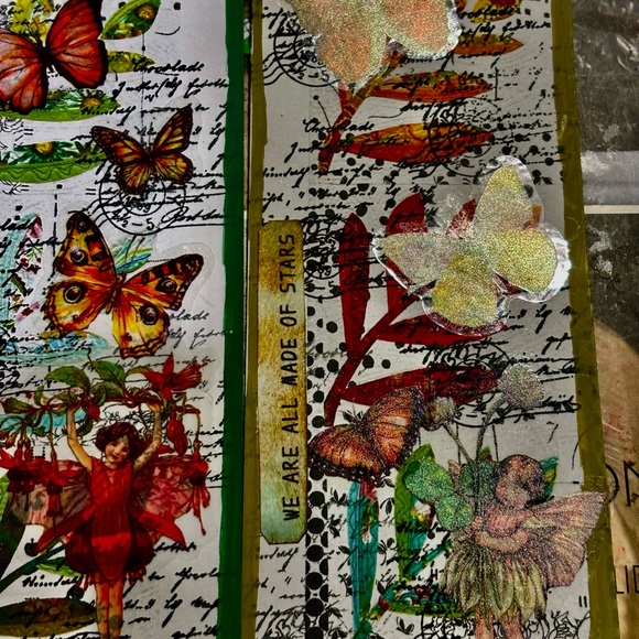 Colorful Butterfly tag set handmade mixed media junk journal ephemera - Picture 3 of 7